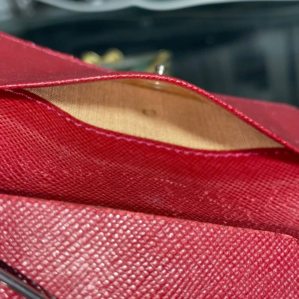 Authentic Rare Burberry Red Leather Nova Check Key Case